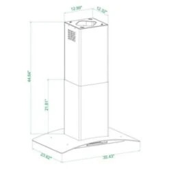 Winflo 36" Convertible Stainless Steel Glass Island Range Hood -Whirlpool || GENERIC Sales Store 220908 w DetailedProductView4 Lg