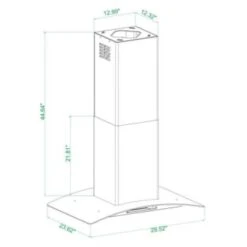 Winflo 30" Touch Sensor Control Stainless Steel Glass Island Range Hood -Whirlpool || GENERIC Sales Store 252242 w DetailedProductView4 Lg