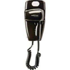 Jerdon Wall Mounted 1600 Watt Black Hair Dryer With LED Night Light Case Of 6